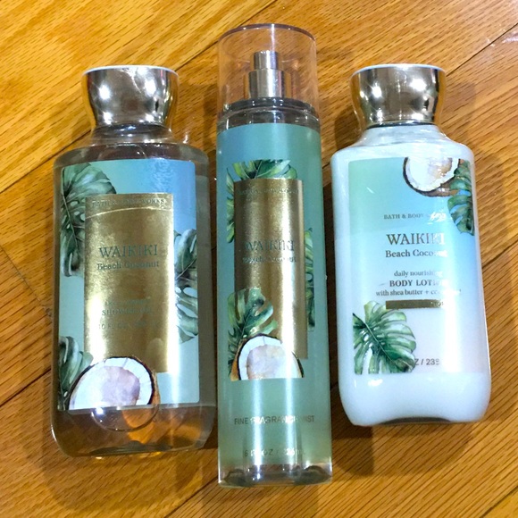 NWT Bath & Body Works Waikiki Beach Coconut 3 Piece Set